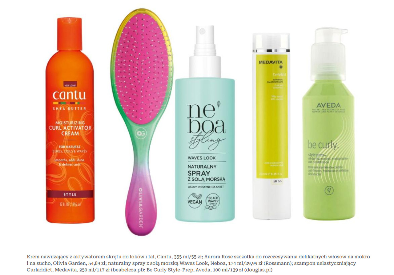 Cantu curl activator cream in a Polish media round-up of curly hair products
