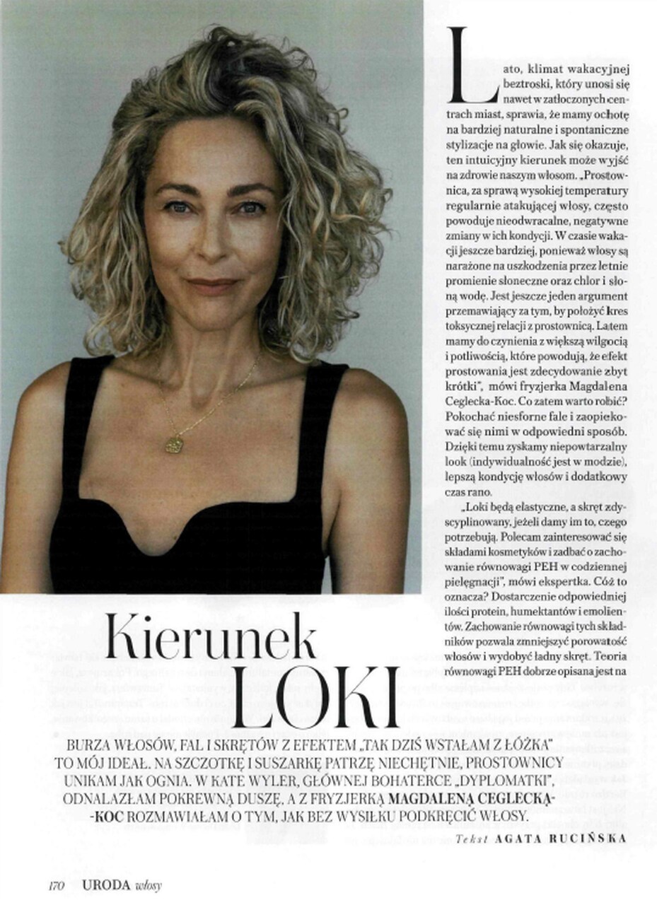 Uroda magazine curly hair feature “Kierunek loki” from the Cantu Beauty press coverage