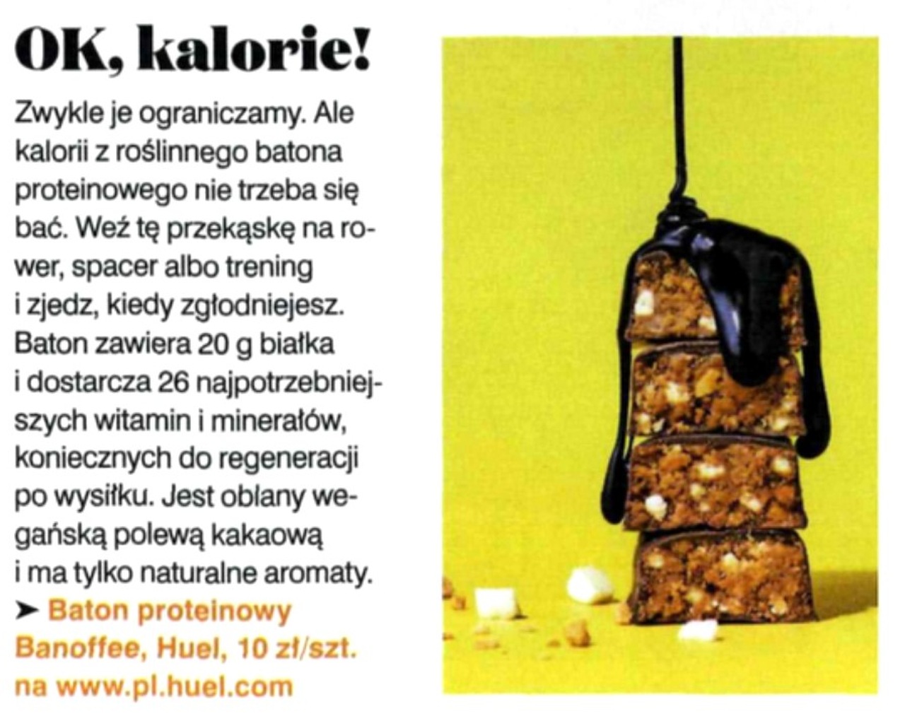 Polish magazine feature on the Huel Banoffee protein bar