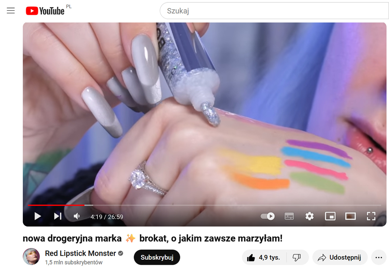 YouTube video by Red Lipstick Monster swatching LAMEL glitter