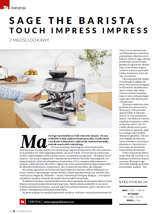 T3 hands-on review of Sage Barista Touch Impress